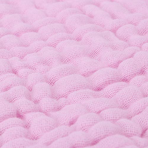 MOM'S HOME Cotton Baby Super Soft Absorbent Muslin 6 Layer Wash Towel- 100X100 CM - (0-3 Years)- Pink - Image 4