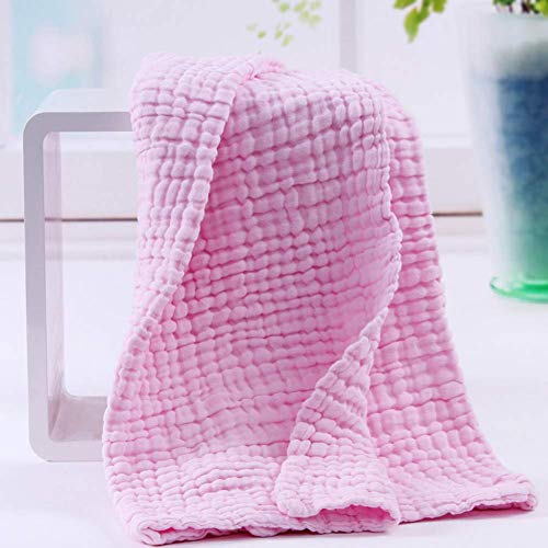 MOM'S HOME Cotton Baby Super Soft Absorbent Muslin 6 Layer Wash Towel- 100X100 CM - (0-3 Years)- Pink - Image 1