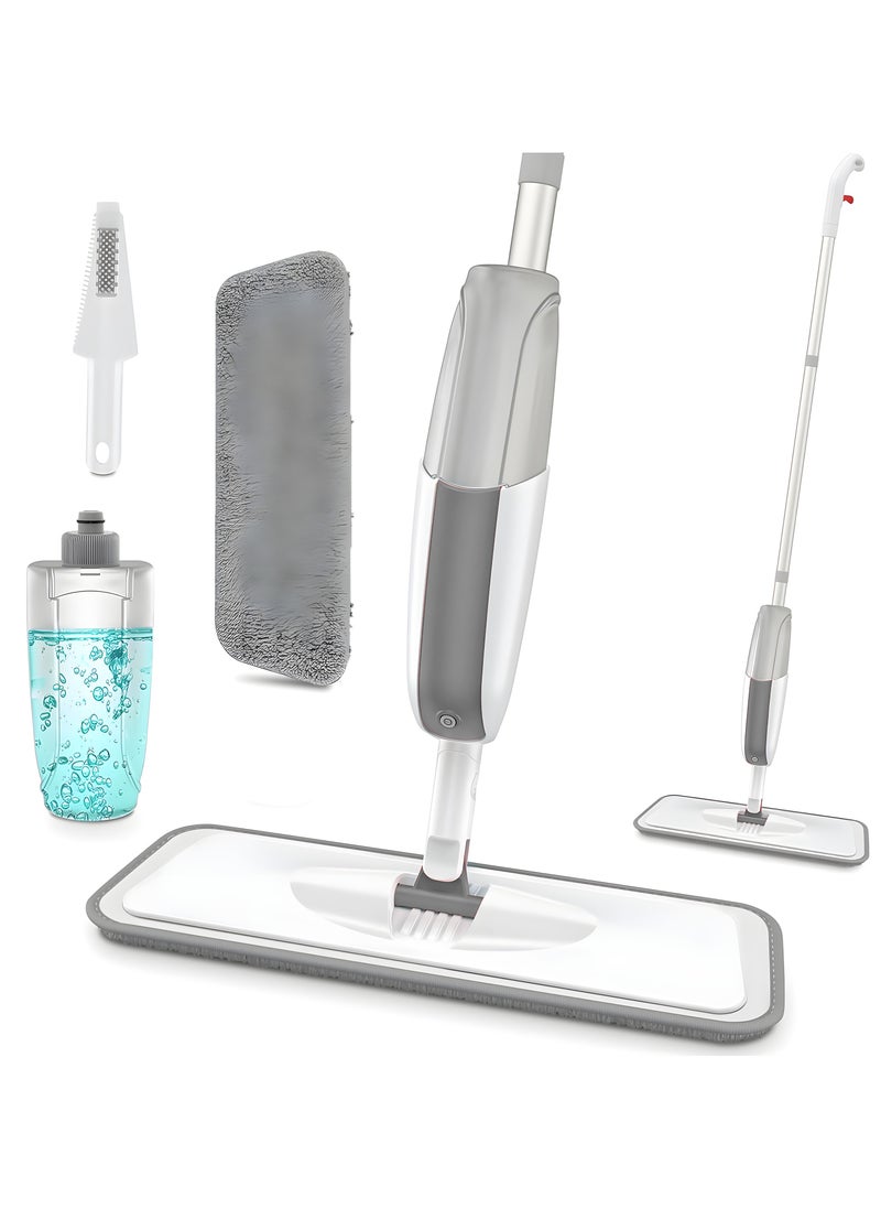 HOME 4 YOU Spray Mops For Floor Cleaning Microfiber Flat Mop With Refillable Bottle and Reusable Pad Floor Mop For Home Kitchen Hardwood Laminate Wood Ceramic Tiles Grey  - Image 1