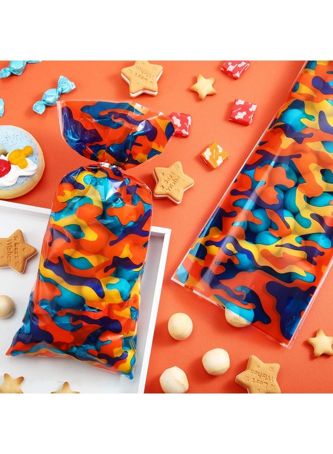 Geyee 100 Pieces Dart Battle War Party Supplies Birthday Party Bags Camo Candy Goodie Bags Treat Bags Orange Blue Camouflage For Kids Boys Adults Target Battle Birthday Party Favor - Image 5