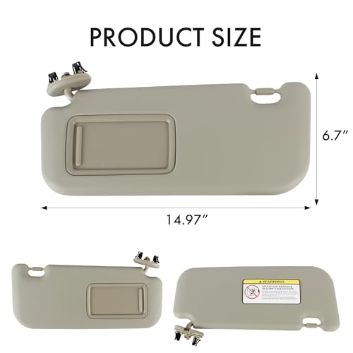 PEVAST Complete Left & Right Side Sun Visor Set for Toyota Corolla 2009-2013 - Premium Leather Material & Easy Installation (Beige, Left & Right Side) - Image 3
