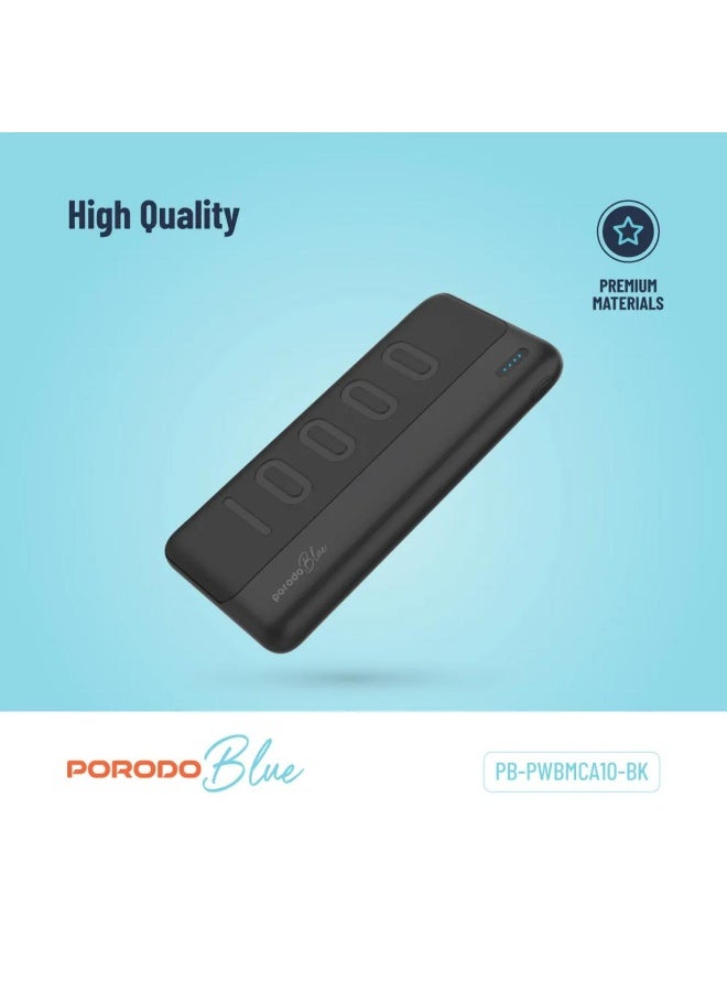 Porodo Blue 10000mAh Slim Power Bank Dual USB A Output Portable Fast Charging Powerbank for Smartphones - Image 2