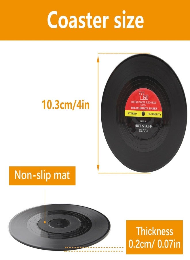 Anpuimult 24 PCS Fun Vintage Vinyl Record Coasters，Retro Vinyl Coasters for Drinks, Mini Vinyl Records Coasters 、Record Player Coasters are Suitable for Desktop Protection - Image 2