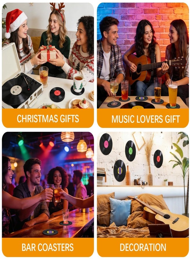 Anpuimult 24 PCS Fun Vintage Vinyl Record Coasters，Retro Vinyl Coasters for Drinks, Mini Vinyl Records Coasters 、Record Player Coasters are Suitable for Desktop Protection - Image 4