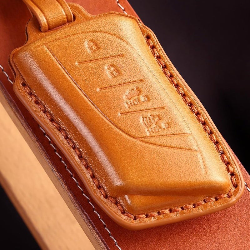 EASYANT Leather Car Key Fob Cover for Lexus 2021-2025 RX 350 ES Compatible with Lexus New LS NX Key Shell Case Brown - Image 3