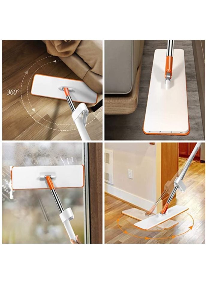 ممسحة سهلة التنظيف ذاتي التنظيف 360 درجة ممسحة مسطحة قابلة للدوران مع عبوتين قابلة لإعادة الاستخدام ممسحة جافة ومبللة للمنزل والحمام وتنظيف المطبخ - Image 1