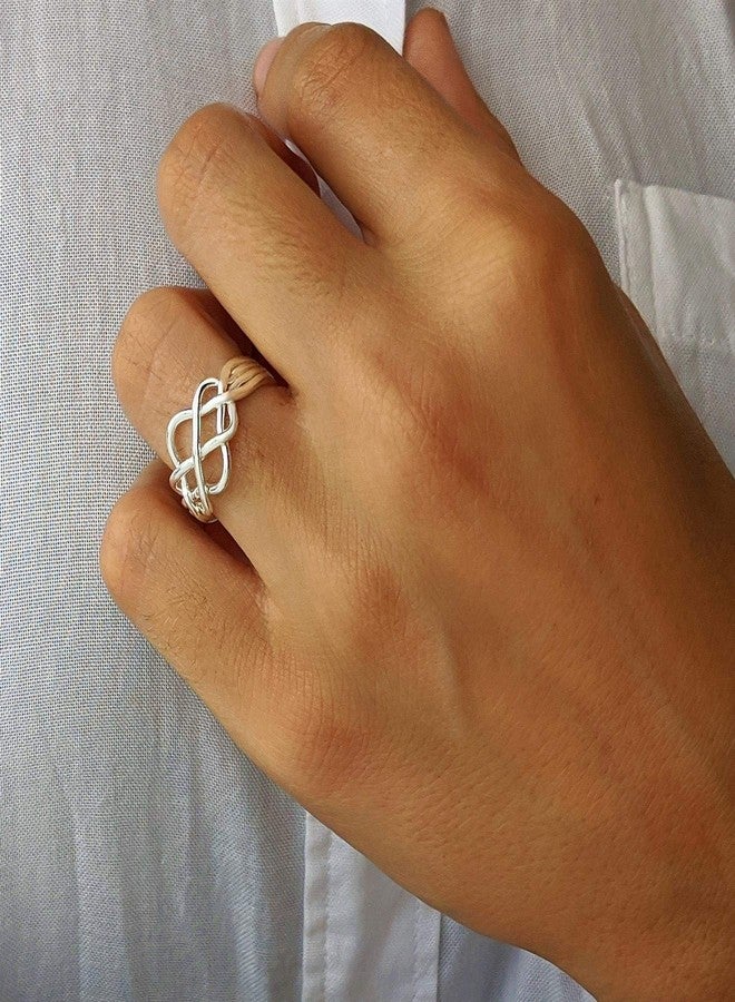 Silverly Celtic Knot Puzzle Solid Silver Rings for Women 925 - Men's Rings in Sterling Silver - Jewelry Gift - Unique Four Band - Promise Turkish Wedding Ring - Image 4