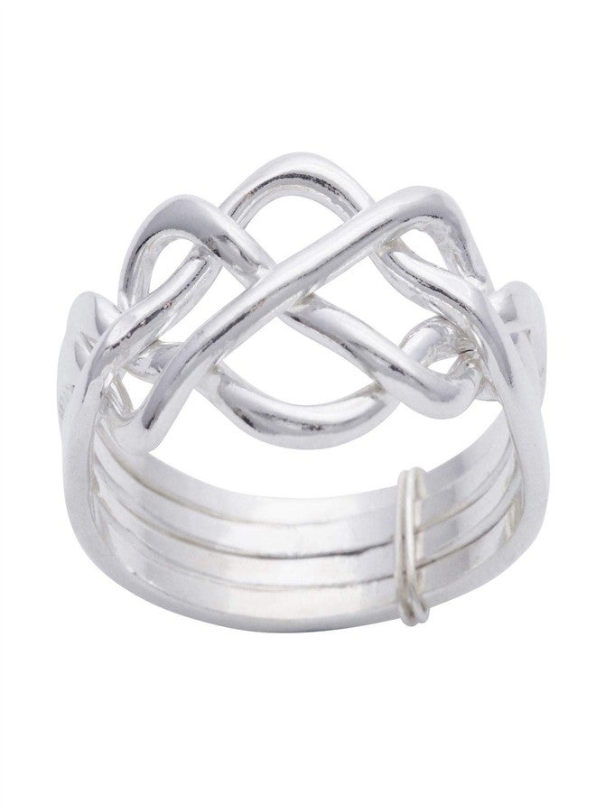 Silverly Celtic Knot Puzzle Solid Silver Rings for Women 925 - Men's Rings in Sterling Silver - Jewelry Gift - Unique Four Band - Promise Turkish Wedding Ring - Image 1
