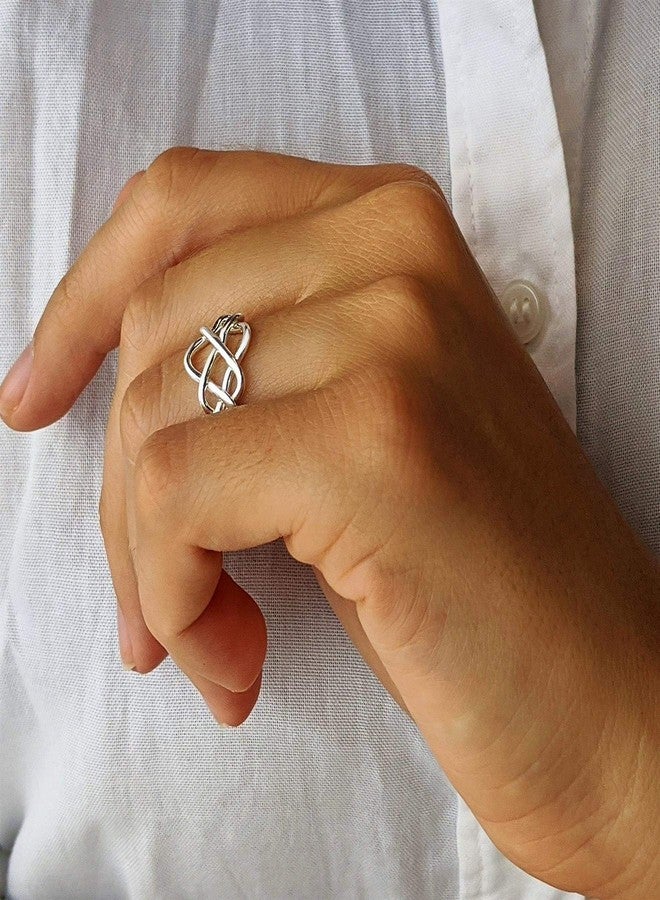 Silverly Celtic Knot Puzzle Solid Silver Rings for Women 925 - Men's Rings in Sterling Silver - Jewelry Gift - Unique Four Band - Promise Turkish Wedding Ring - Image 3