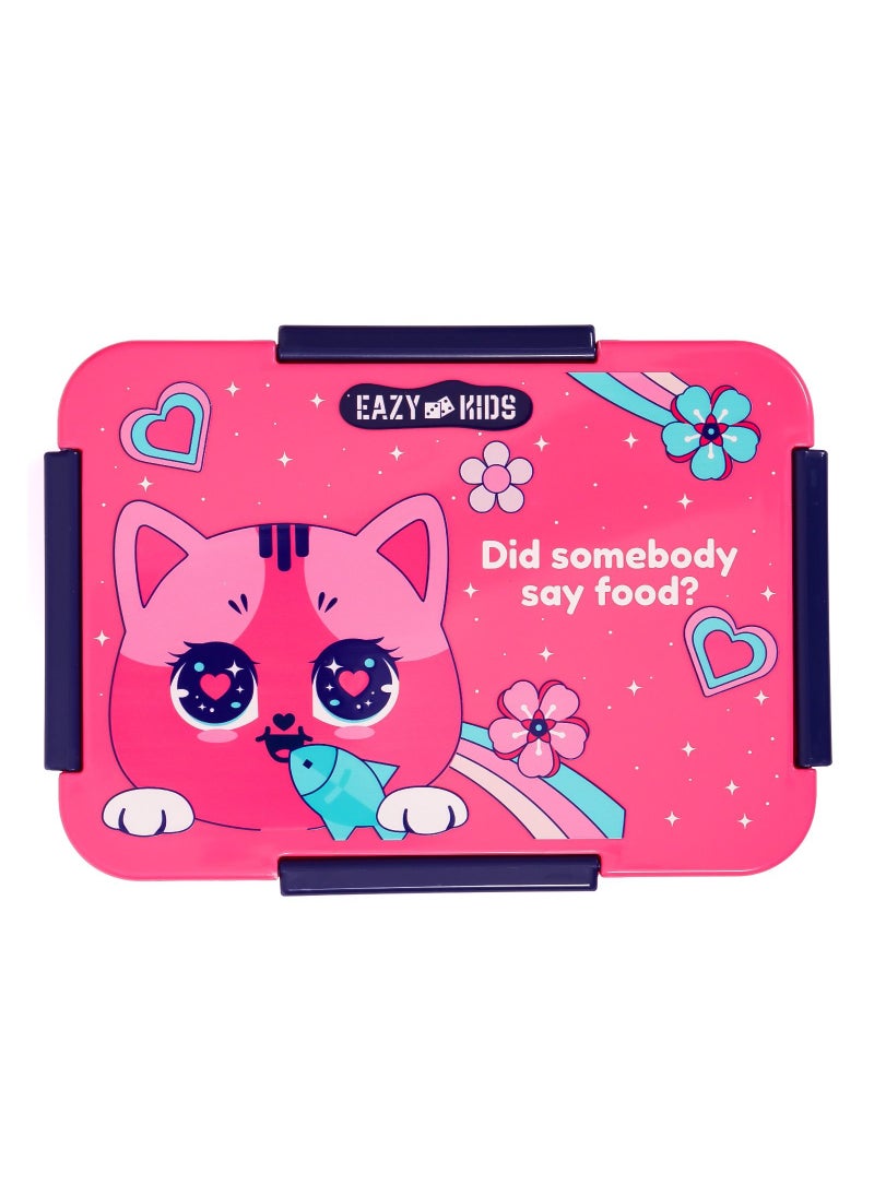 Lunch Box And Tritan 2-In-1 Spray/Water Bottle Set - Cat, Pink, 420Ml