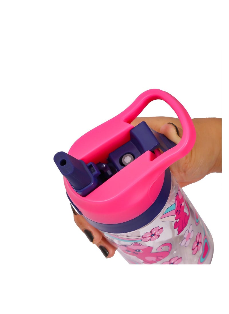 Lunch Box And Tritan 2-In-1 Spray/Water Bottle Set - Cat, Pink, 420Ml