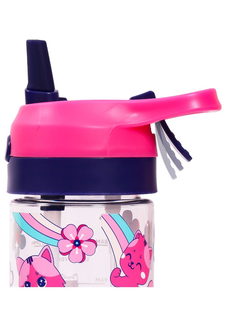 Lunch Box And Tritan 2-In-1 Spray/Water Bottle Set - Cat, Pink, 420Ml