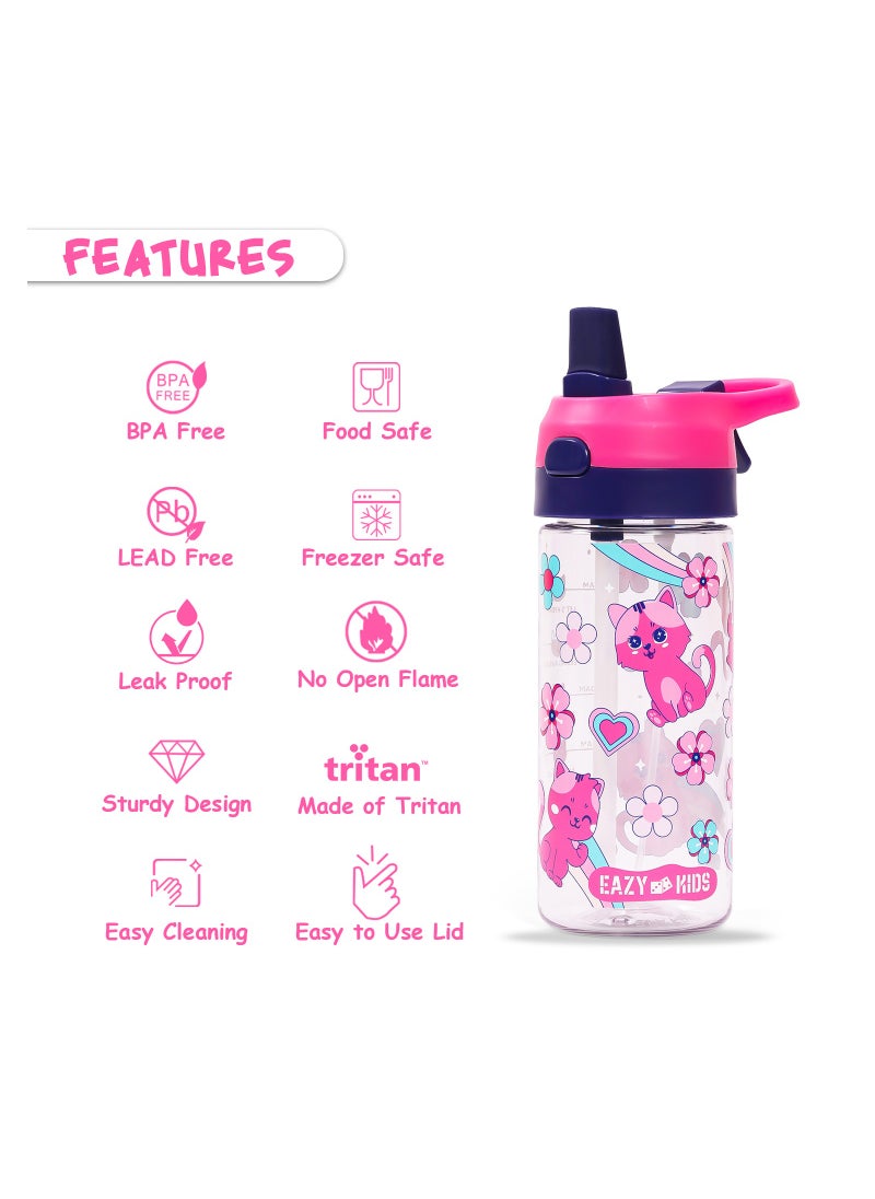 Eazy Kids Lunch Box And Tritan 2-In-1 Spray/Water Bottle Set - Cat, Pink, 420Ml  - Image 3
