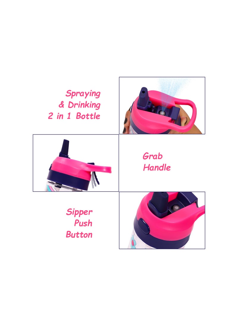 Eazy Kids Lunch Box And Tritan 2-In-1 Spray/Water Bottle Set - Cat, Pink, 420Ml  - Image 4