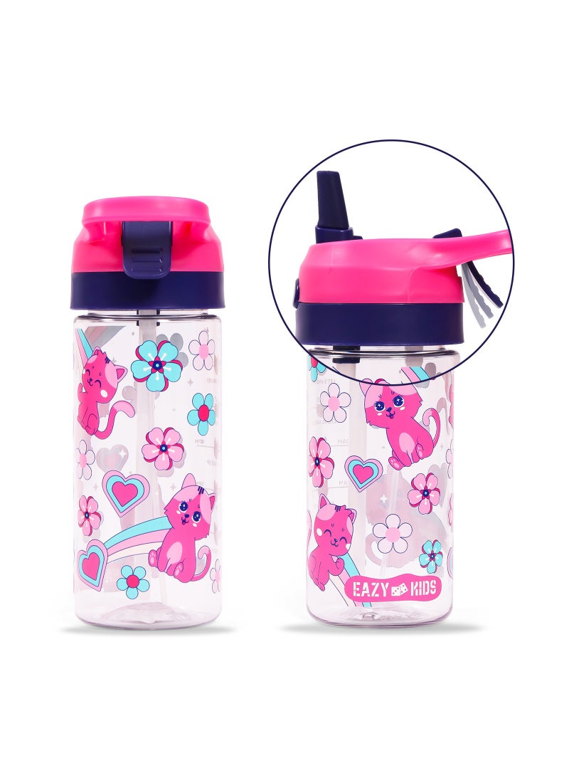 Lunch Box And Tritan 2-In-1 Spray/Water Bottle Set - Cat, Pink, 420Ml