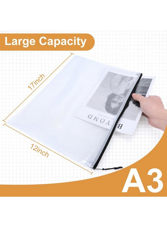YOPCDJ Mesh Zipper Pouch Puzzle Storage Bags A3 17x12 Inches Large File Bags Black Reusable Zipper Pouches for Organizing, Classroom Board Game Organization (24) - Image 2