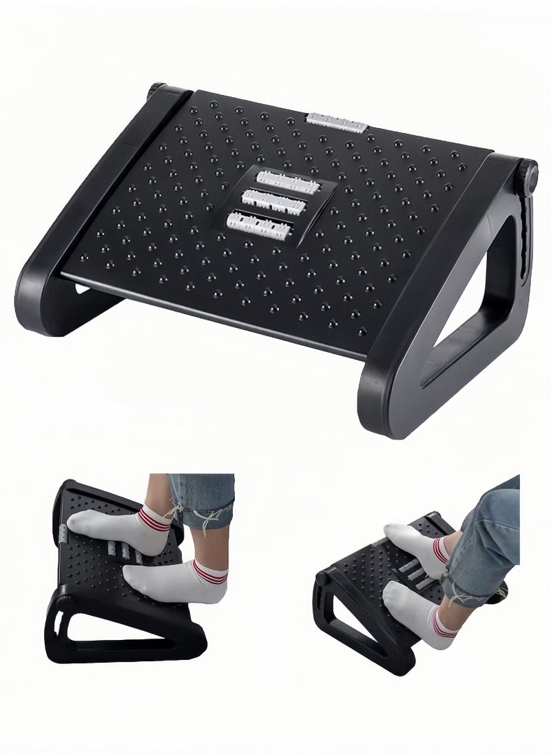 Peachjoy Under Desk Footrest, Adjustable Foot Rest with Massage Texture and Roller, Ergonomic Step Stool with 6 Height Position for Home, Office, School Black  - Image 1