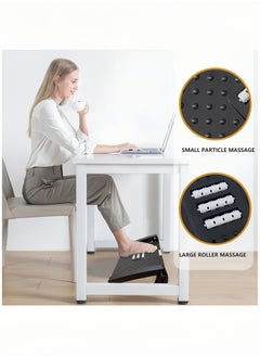 Peachjoy Under Desk Footrest, Adjustable Foot Rest with Massage Texture and Roller, Ergonomic Step Stool with 6 Height Position for Home, Office, School Black  - Image 2