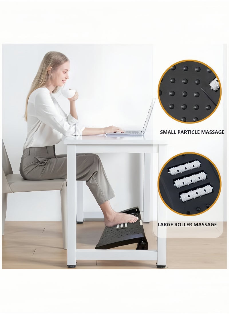 Peachjoy Under Desk Footrest, Adjustable Foot Rest with Massage Texture and Roller, Ergonomic Step Stool with 6 Height Position for Home, Office, School Black  - Image 2