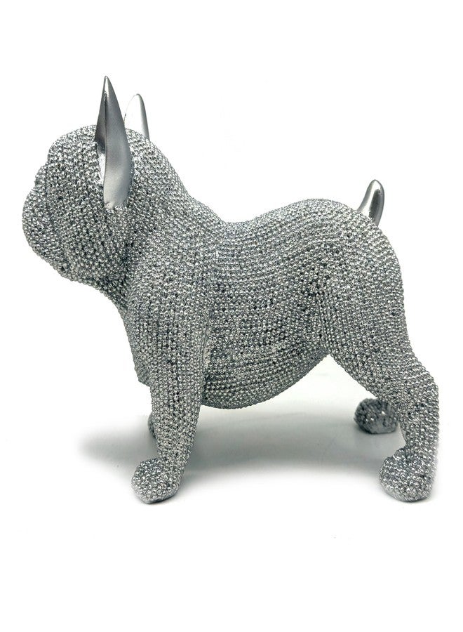 FUNSXBUG Resin French Bulldog Statue Dog Figurines Sculpture Collectibles Home Office Desktop Decor Outdoor Garden Display Decoration (Silver) - Image 4