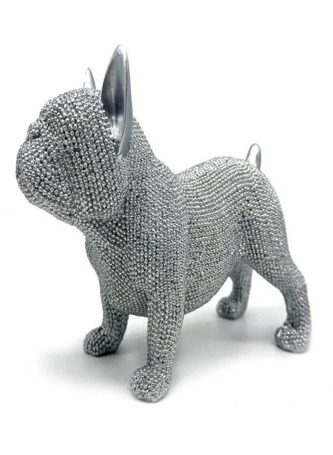 FUNSXBUG Resin French Bulldog Statue Dog Figurines Sculpture Collectibles Home Office Desktop Decor Outdoor Garden Display Decoration (Silver) - Image 3