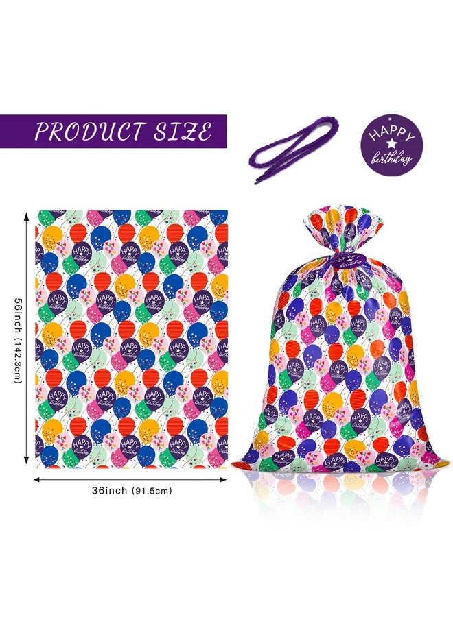 WRAPAHOLIC 56" Large Birthday Plastic Gift Bag Colorful Balloon With Confetti Design For Kids Birthdays Parties Or Celebrating 56" H X 36" W - Image 2