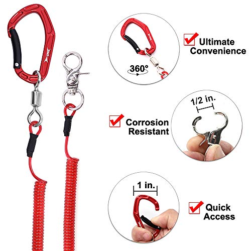 HERCULES Heavy Duty Fishing Lanyard, Kayak Paddle Leash, Kayak Tether for Fishing (Pack of 2 Red, 17.7") - Image 4