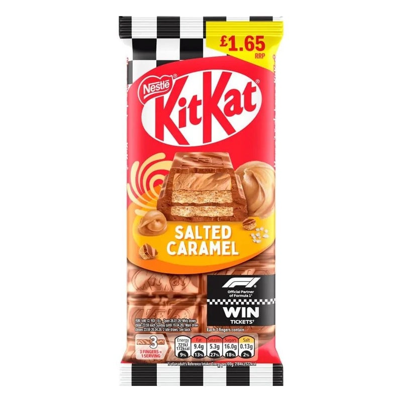Nestle Kitkat Salted Caramel 3 Finger Crispy Wafer Chocolate Bar- 99gms