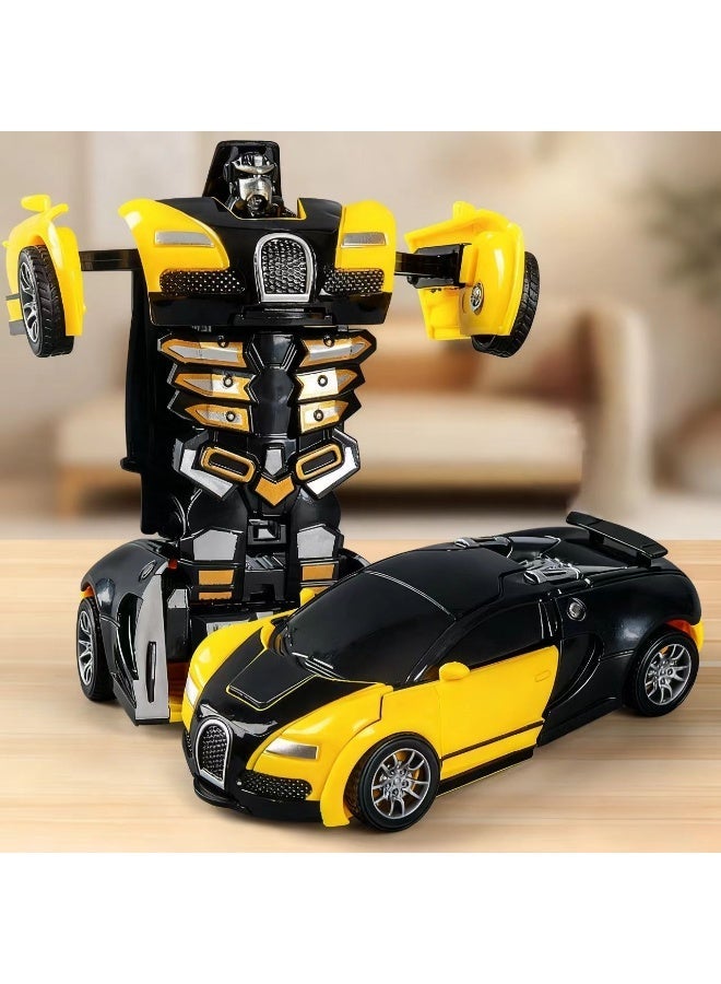 Chabeia Friction Powered Car Truck Toys for 3-8 Year Old Boy, Transforming Toys Cars for Children, Most Popular Birthday Presents for boys. (Black & Yellow) - Image 1