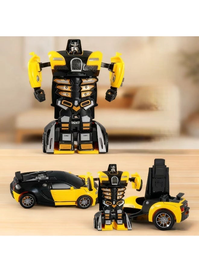 Chabeia Friction Powered Car Truck Toys for 3-8 Year Old Boy, Transforming Toys Cars for Children, Most Popular Birthday Presents for boys. (Black & Yellow) - Image 2