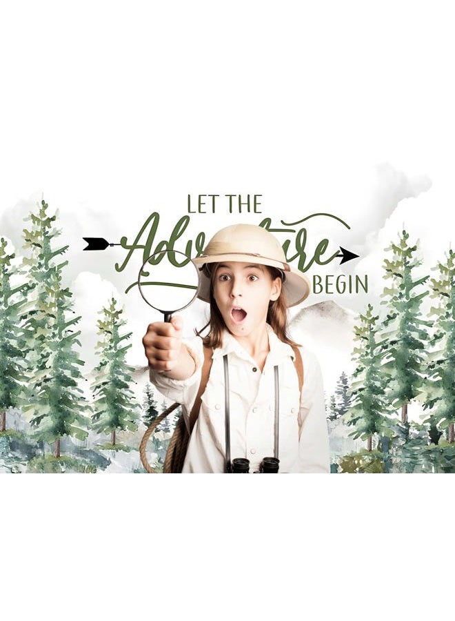 Alltten 7X5FT Woodland Baby Shower Decorations Backdrop Adventure Awaits Backdrop Let The Adventure Begin Banner F73 - Image 3