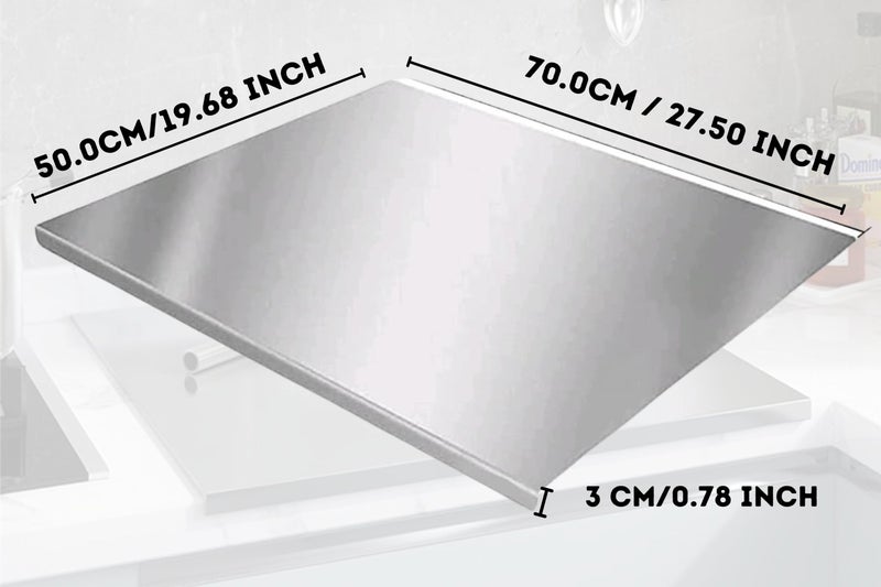 Halsey Stainless Steel Chopping Board Large for Kitchen -Included Rolling Pin- Chef's Big Size- Cutting Board-Chopping Board Steel (Counter TOP Big 1XL (70x50) CM) - Image 2