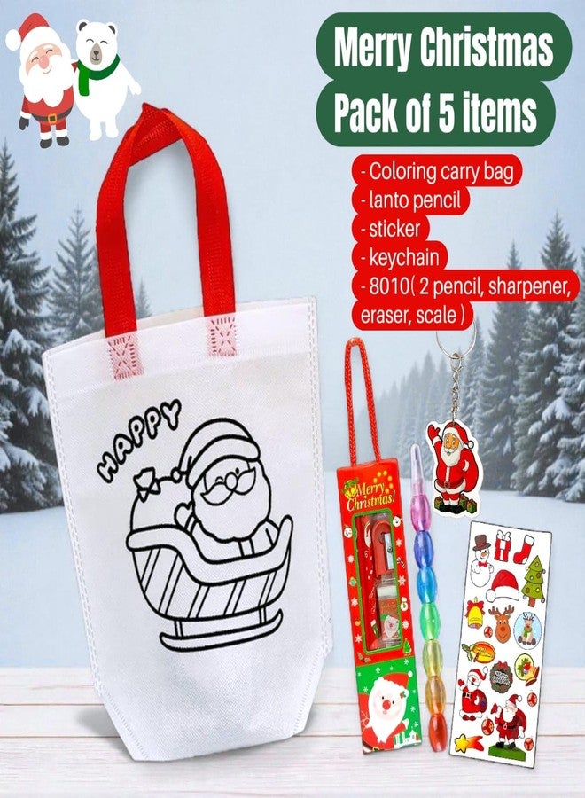 AMYCAUR Merry Christmas Stationery Combo Gift for Kid, Cute School Stationery Gift Combo, Secret Santa Party Return Gift for Kids Stationery Items, New Year Christmas Goody Gift Set (Pack_of_5_Items) - Image 2