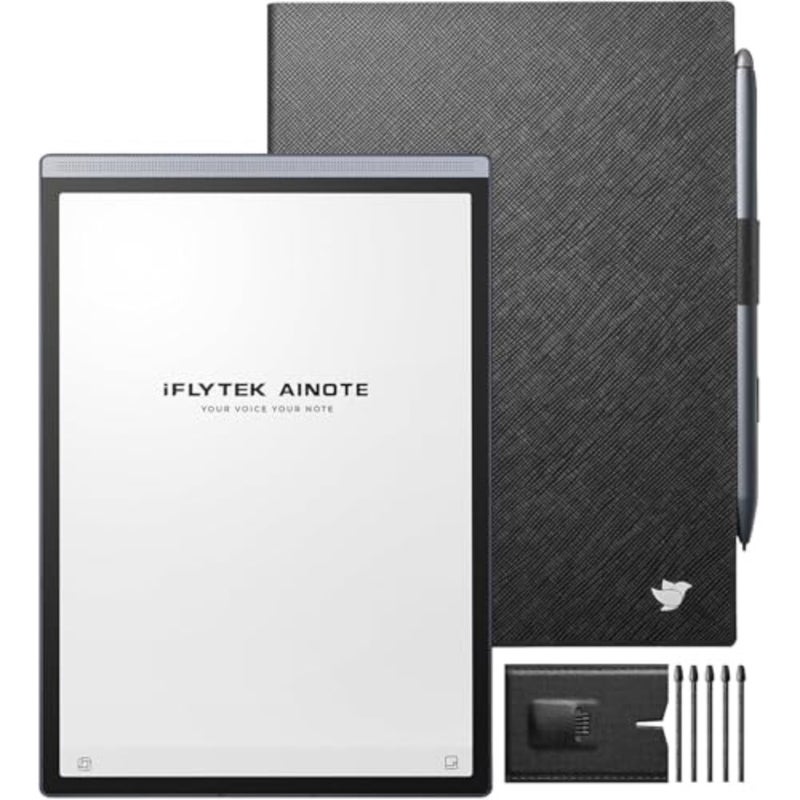 AINOTE Air 2 Digital Note-Taking Tablet Bundle 8.2" Tablet with Pen, 5 Pen Refills and Black Folio Case iFLYTEK Smart Writing Paper - Image 1