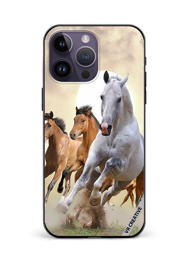 VR CREATIVE Protective Case Cover For Apple iPhone 16 Pro Running Horses Design Multicolour - Image 1