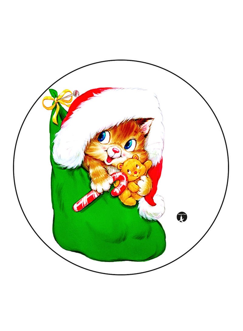 Cat Printed Mouse Pad  Round  Multicolour