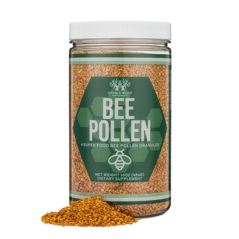 Double Wood Supplements Bee Pollen Supplement - 1lb (16 OZ) of Raw Bee Pollen Granules (151 Servings of 3 Grams Each with Scoop) Superfood High in Vitamins, Minerals, and Protein by Double Wood - Image 1