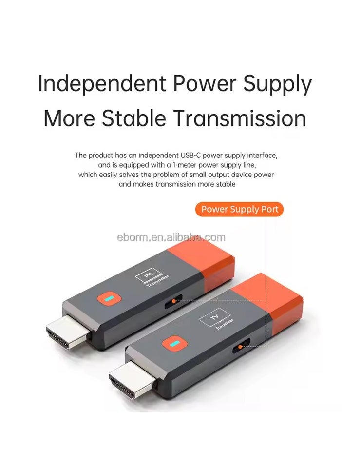 ماركة غير محددة - جهاز إرسال واستقبال HDMI لاسلكي، موسع HDMI لاسلكي خارجي،جهاز إرسال ، محول موسع ،328FT/50M 2.4G/5G، تم إخراج فك تشفير 4K 1080P، لبث الفيديو والصوت من الكمبيوتر المحمول/الكمبيوتر الشخصي/صندوق التلفزيون/جهاز العرض/PS4/PS5 إلى الشاشة/التلفزيون. - Image 1
