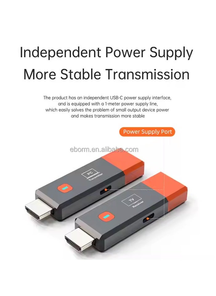 ماركة غير محددة - جهاز إرسال واستقبال HDMI لاسلكي، موسع HDMI لاسلكي خارجي،جهاز إرسال ، محول موسع ،328FT/50M 2.4G/5G، تم إخراج فك تشفير 4K 1080P، لبث الفيديو والصوت من الكمبيوتر المحمول/الكمبيوتر الشخصي/صندوق التلفزيون/جهاز العرض/PS4/PS5 إلى الشاشة/التلفزيون. - Image 1