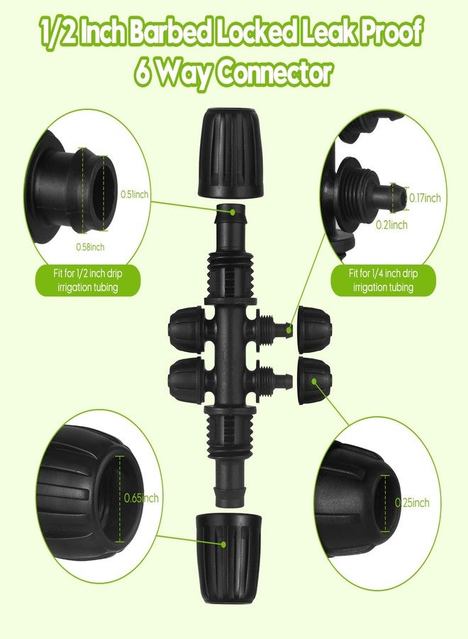 Moocci 50 FT 1/2 Inch Drip Irrigation Tubing Kit-Drip Line Irrigation Hose 1/2 Inch with 1/2" to 1/4" Barbed Locked 6-Way & 1/2" Tee Connectors-Drip Tube Irrigation Fittings System Parts for Garden Watering - Image 4