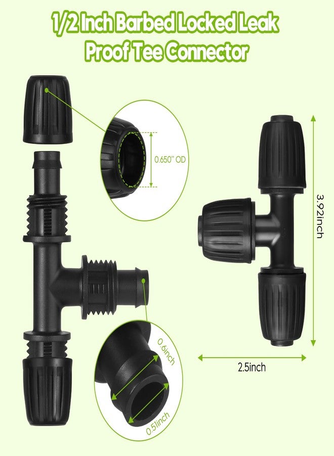 Moocci 50 FT 1/2 Inch Drip Irrigation Tubing Kit-Drip Line Irrigation Hose 1/2 Inch with 1/2" to 1/4" Barbed Locked 6-Way & 1/2" Tee Connectors-Drip Tube Irrigation Fittings System Parts for Garden Watering - Image 3
