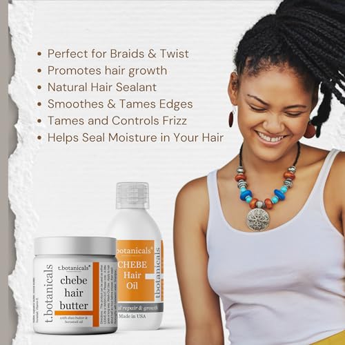 t.botanicals Oil and Butter Hair Growth Set from Chad Africa - 4 oz Organic Chebe Oil, 8 oz Chebe Butter with Horsetail (Lavender) - Image 3