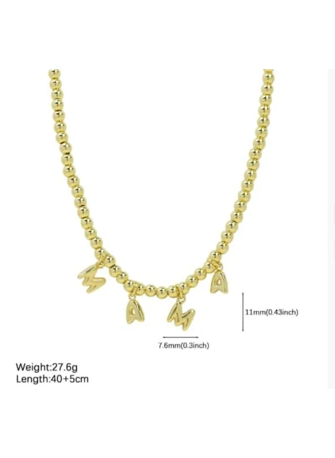 Sosha Elegance "Mama" Pendant Necklace with Beads – Stainless Steel, Elegant Gift for Everyone