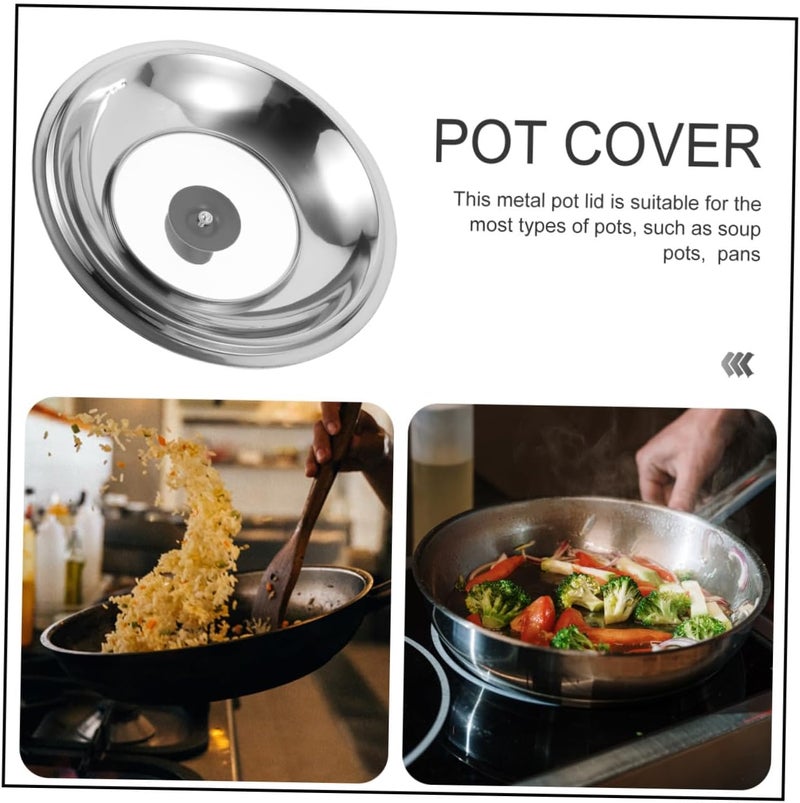 28cm Stainless Steel Frying Pan Lid and Glass Pot Cover Set with Plastic Handle Knob, Reusable Non-magnetic Pan and Saucepan Lid for Home Cooking and Kitchen Use - Image 3