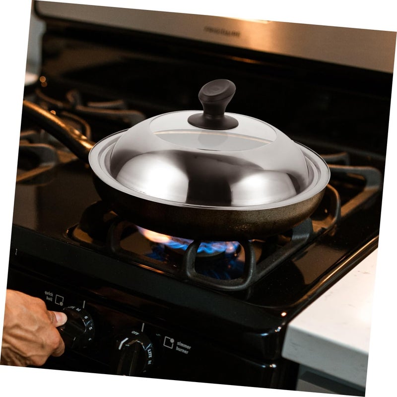 28cm Stainless Steel Frying Pan Lid and Glass Pot Cover Set with Plastic Handle Knob, Reusable Non-magnetic Pan and Saucepan Lid for Home Cooking and Kitchen Use - Image 4