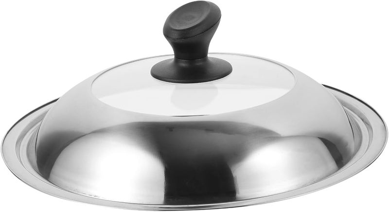 28cm Stainless Steel Frying Pan Lid and Glass Pot Cover Set with Plastic Handle Knob, Reusable Non-magnetic Pan and Saucepan Lid for Home Cooking and Kitchen Use - Image 1