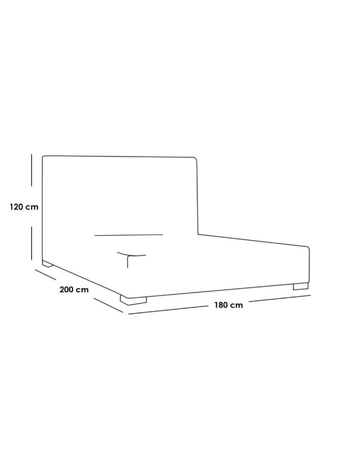 Al Home خشب سويدي، وسرير شانيل سوبر كينج مقاس 200x180x120 سم - رمادي  - Image 2