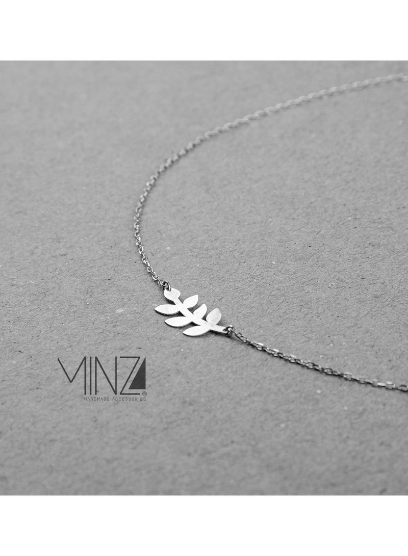 Minza “Wheat” Women’s Necklace, 925 Sterling Silver Wheat Pendant, Minimalist Handmade Necklace for Women, Dainty Silver Jewelry for Everyday Wear & Special Occasion. - Image 4