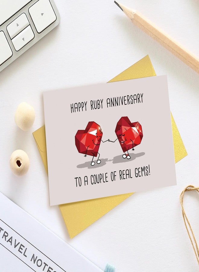 Goroar Ruby Anniversary Card for Parents Couple, Happy 40th Wedding Anniversary Card for Friend, Funny 40 Years Wedding Anniversary Card for Grandma Grandpa - Image 3