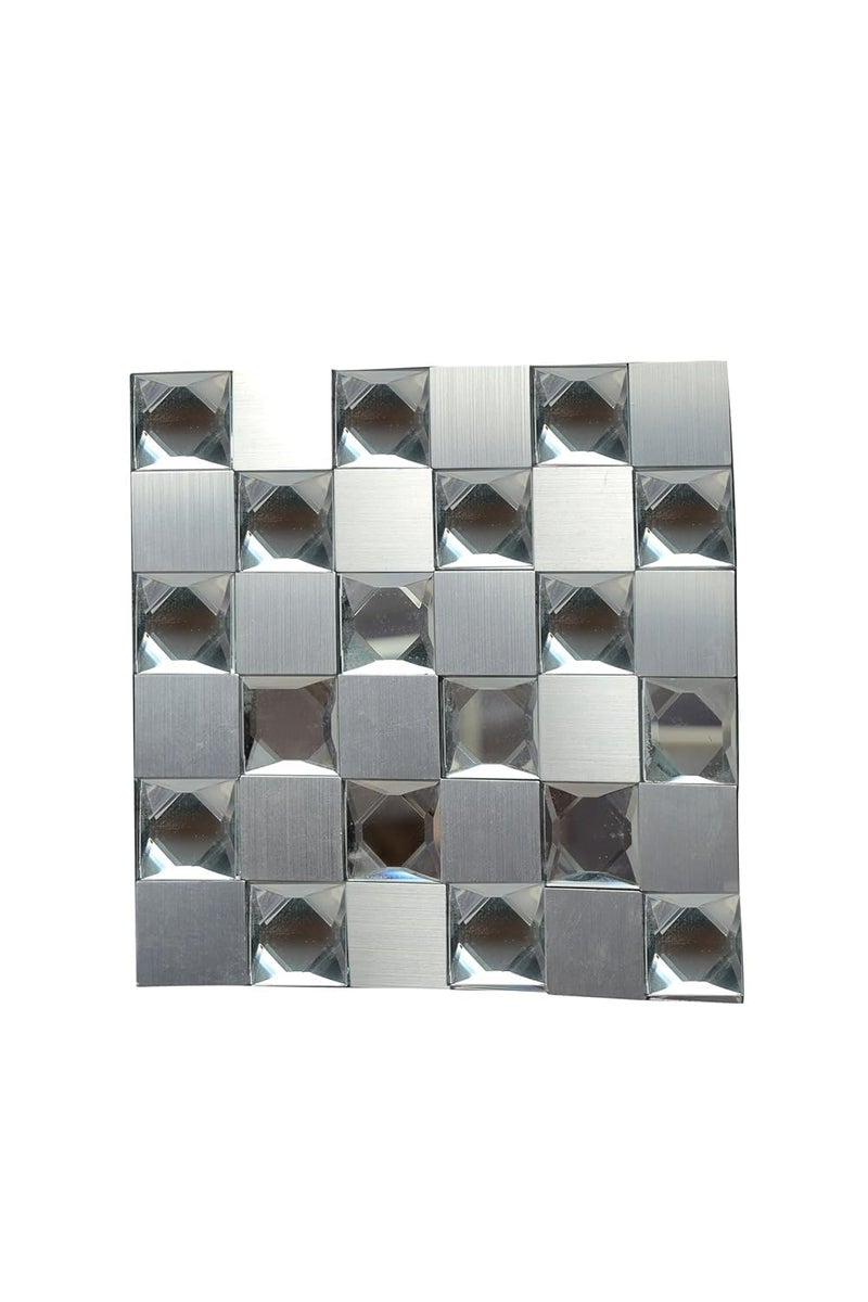 YORWAN yorwan 12 X 12 3D Chex Tiles Mirror Glass Mosaic Tiles Sticker Peel Stick Back Splash Tiles Wall Sticker Panel Glass Stickers for Bathroom KitchenSelf Adhesive Tile Stickers 